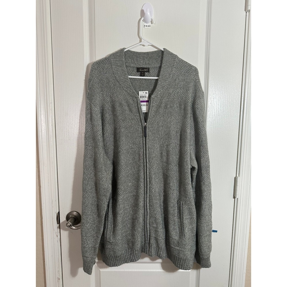 Tasso Elba Mens XXL Full Zip Cardigan Sweater Sterling Heather Grey 100081212MN